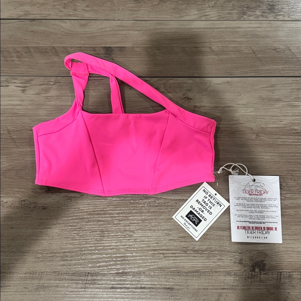 Tiger Friday NWT AXS Pink Asymmetrical Crop Top